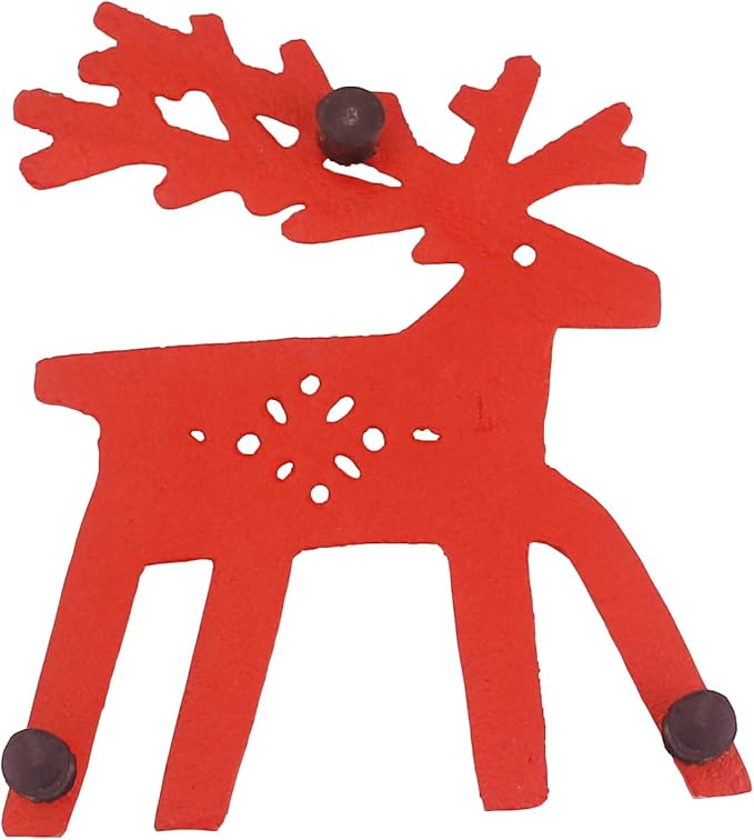 Tinsow Christmas Cast Iron Trivet for Hot Dishes Pot Holder for Kitchen Or Dinning Table Red Cup Mug Coasters coTrivet with Rubber Pegs Feet Red Elk Snowflake (Elk)