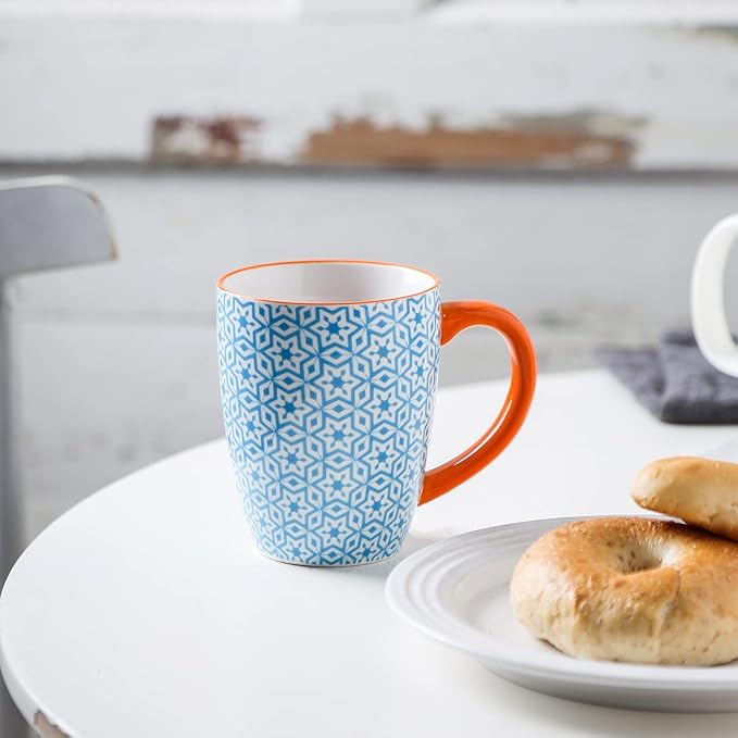 Selamica 16 oz Porcelain Coffee Mugs Set of 6, Coffee Cups Ceramic With Handle, Dishwasher, Oven, Microwave Safe, Assorted Colors