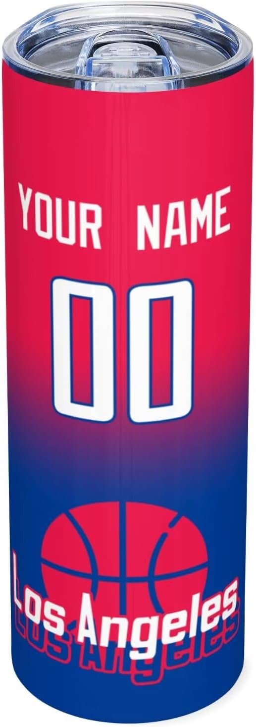 Custom Tumblers Stainless Steel Cup Personalized Basketball Insulation Travel Mug Add Your Name Number 20 oz Fans Gift for Men Women