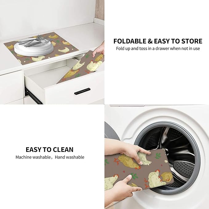 Chicken Legs Chickens Leg Animal Rooster Easter Drying Mat 16x18 Inch For Kitchen Counter Drying Mats Dish For Kitchen Counter Easy Clean Kitchen