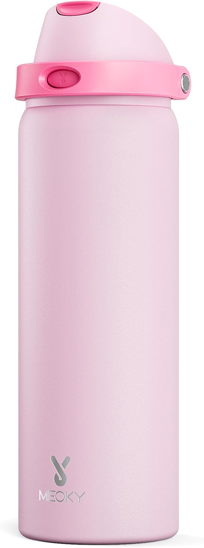 32 oz Insulated Water Bottle for Sports: Meoky Stainless Steel Water Bottle with 2-in-1 Straw and Spout Lid - Leak Proof, Cold for 24 Hours, Protective Silicone Base, BPA-Free for Women Gym, Blush