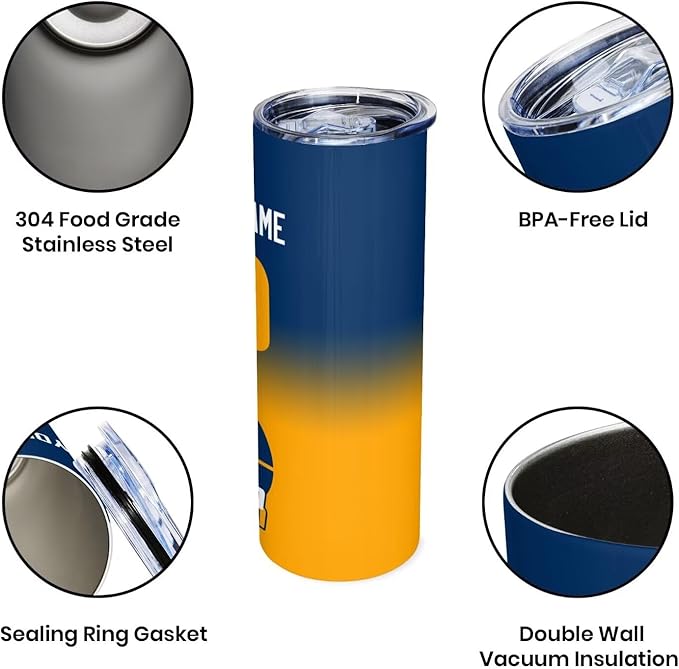 Custom Tumblers Stainless Steel Cup Personalized Basketball Insulation Travel Mug Add Your Name Number 20 oz Fans Gift for Men Women