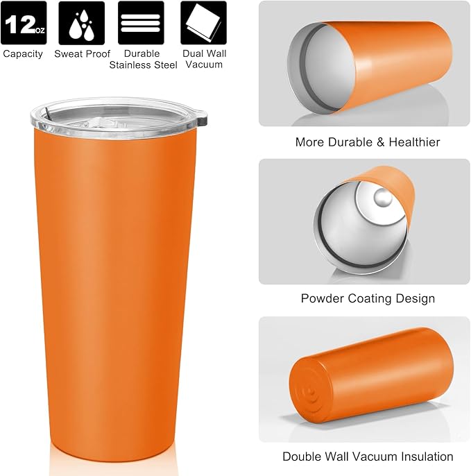 VEGOND 20oz Tumbler Stainless Steel Tumbler with Lid And Straw Vacuum Insulated Double Wall Travel Coffee Mug(orange package 1)