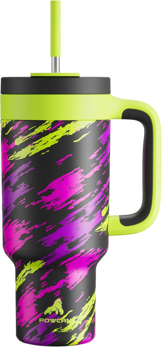 40 oz Tumbler with Handle, 2-in-1 Straw and Sip Lid, Leakproof, Dishwasher Safe, Insulated Stainless Steel Travel Coffee Mug, Keeps Cold for 34 Hours, Fits in Car Cup Holder (Furious Fast)