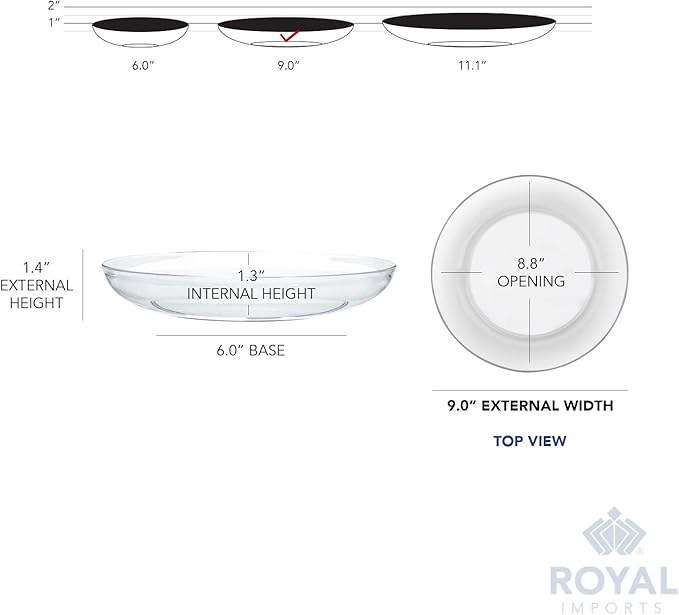 Royal Imports 9" Clear Plastic Saucer Plant Drip Tray, Low Pie Plate, Floral Flower Dish, Wedding, Party, Home and Holiday Decor, 24 Pack