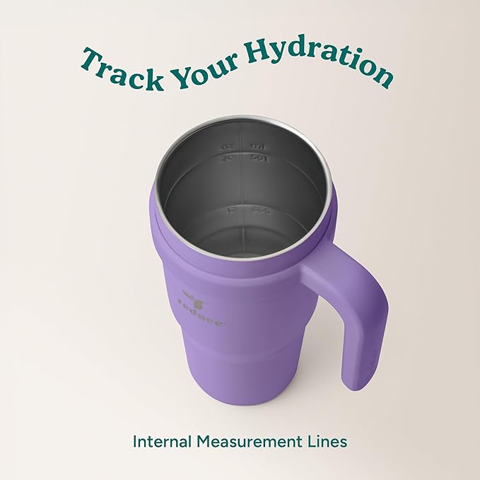 Reduce 24 oz Stainless Steel Tumbler with Handle - Dual-Wall Vacuum Insulated Travel Mug, Sweat-Proof Lid & Reusable Straw - Keeps Drinks Cold for 24 Hrs, Fits Cupholders, Dishwasher Safe-Purple Punch