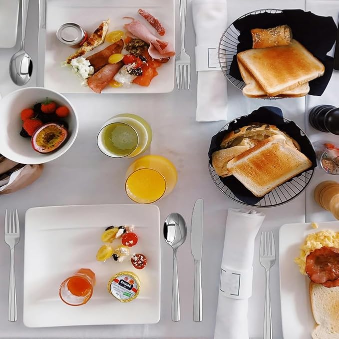 Silverware Set,18/10 Stainless Steel 18Piece Silverware Set For 6,With Dinner Knives Spoon Forks Set for Home, Kitchen and Restaurant, Mirror Polished& Dishwasher Safe