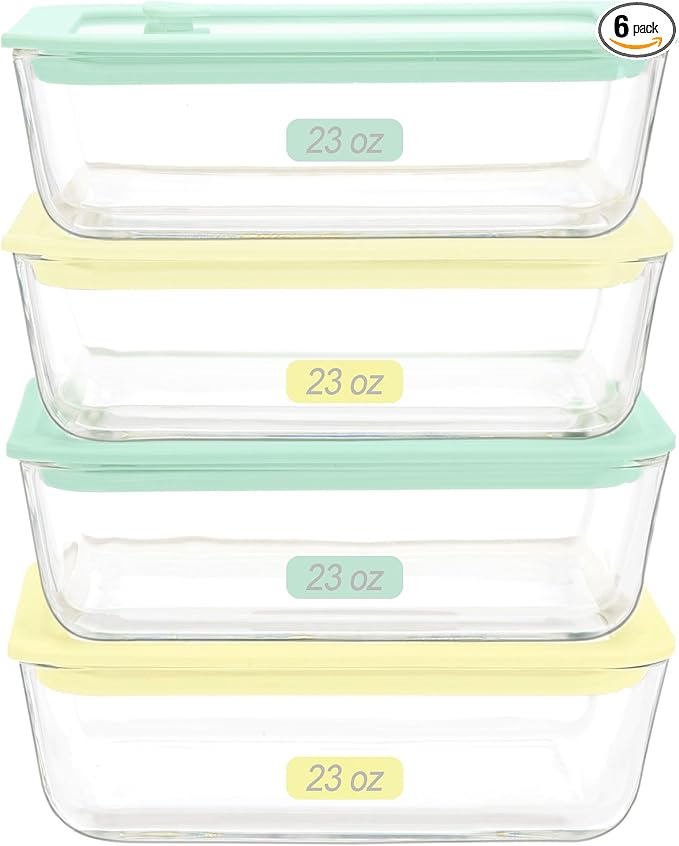 Urban Green Glass Food Container Set with Glass Lid, 4 Pack, Food Storage Containers with Airtight Lid, LeakProof, 100% Plastic Free, Meal Prep Container Set