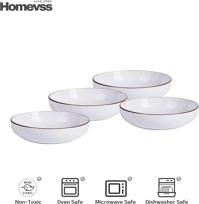 Eur-Nordic Shape Raising Rim 20pc Dinnerware Set, Matte White with Speckle Effect