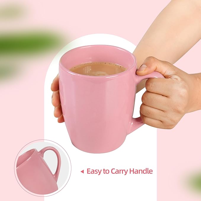 27OZ Extra Large Ceramic Coffee Mug, Jumbo Coffee Mugs, Big Tea Cups with a Large Handle for Office and Home set of 2 (Pink)