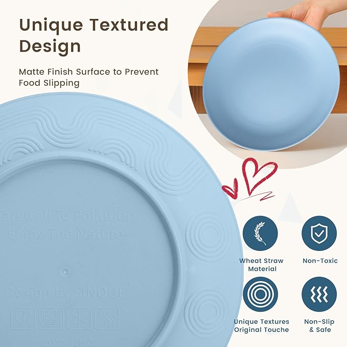 Homienly 40-Piece Dinnerwave Sets, Service for 8, Wheat Straw Dinnerware Set - Plates and Bowls Set with Cups, Lightweight Microwave and Dishwasher Safe Dish Set for Dinner, Outdoor - Multi Light