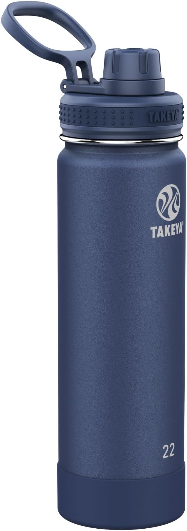 Takeya Actives Water Bottle with Spout Lid - Bottle with Double Stainless Steel Insulation - Dishwasher Safe & BPA-Free - Bottle with Spout Lid & Removable Bumper - 22 oz, Midnight Blue