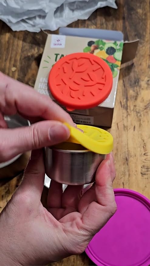 TAVVA 4 X 3 oz Stainless Steel Containers with Lids - Leakproof w/Silicone Lids - BPA Free - Dishwasher & Freezer Safe - Portable & Reusable - Small Snack Cups Dressing Containers