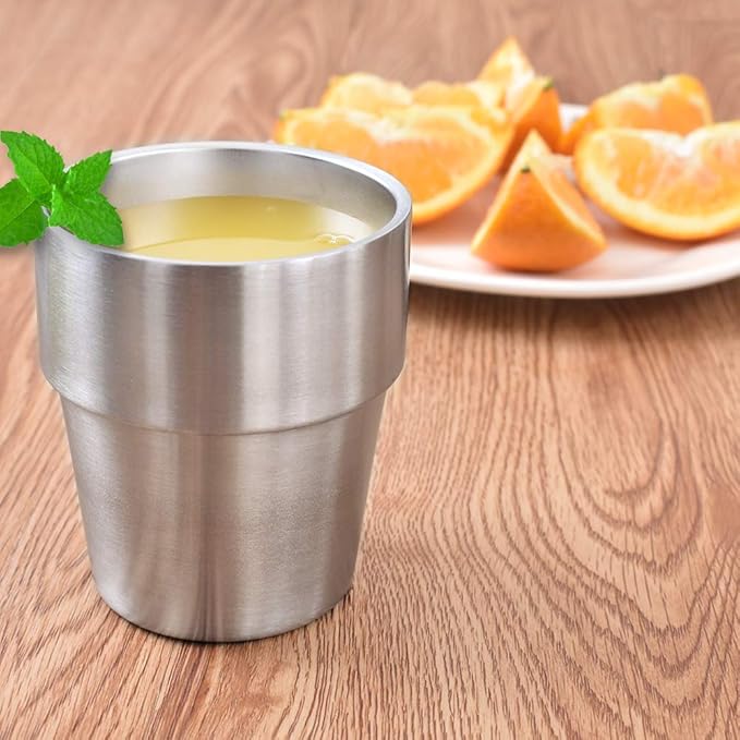 Newk Stainless Steel Cups, 10 Oz Metal Cups, Double Wall Drinking Tumblers for BBQ/Home/Office/Party/Driving – Set of 2 packs
