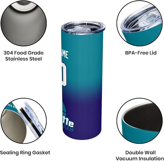 Custom Tumblers Stainless Steel Cup Personalized Basketball Insulation Travel Mug Add Your Name Number 20 oz Fans Gift for Men Women