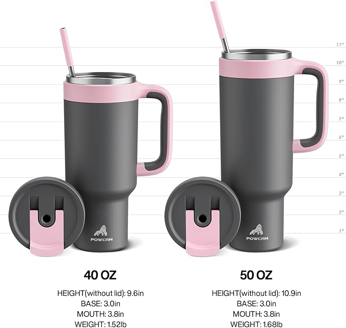 40 oz Tumbler with Handle, 2-in-1 Straw and Sip Lid, Leakproof, Dishwasher Safe, Insulated Stainless Steel Travel Coffee Mug, Keeps Cold for 34 Hours, Fits in Car Cup Holder (Rebellion)