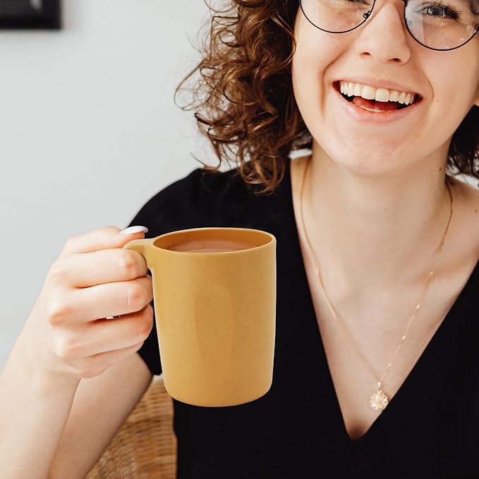 Wrova 16oz Wheat Straw Cups with handles set of 6-Plastic Cups Reusable-Unbreakable Kids Mugs-Dishwasher Safe & Microwave Safe-Ideal Plastic Mugs for Tea,Coffee,Camping,RV-Vibrant Color