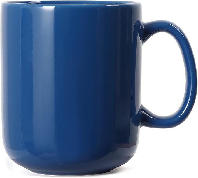 Smilatte 20 OZ Large Coffee Mug, M016 Plain Ceramic Boss Big Tea Cup with Handle for Dad Men, Blue