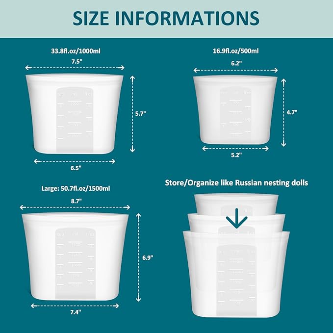 12-Pack Reusable Silicone Food Storage Bags, 100% Silicone Stand-Up Wide-Open Zip-Lock Reusable Storage Bags for Food, Freezer Microwave Oven Dishwasher Safe, Translucent, 4L 4M 4S