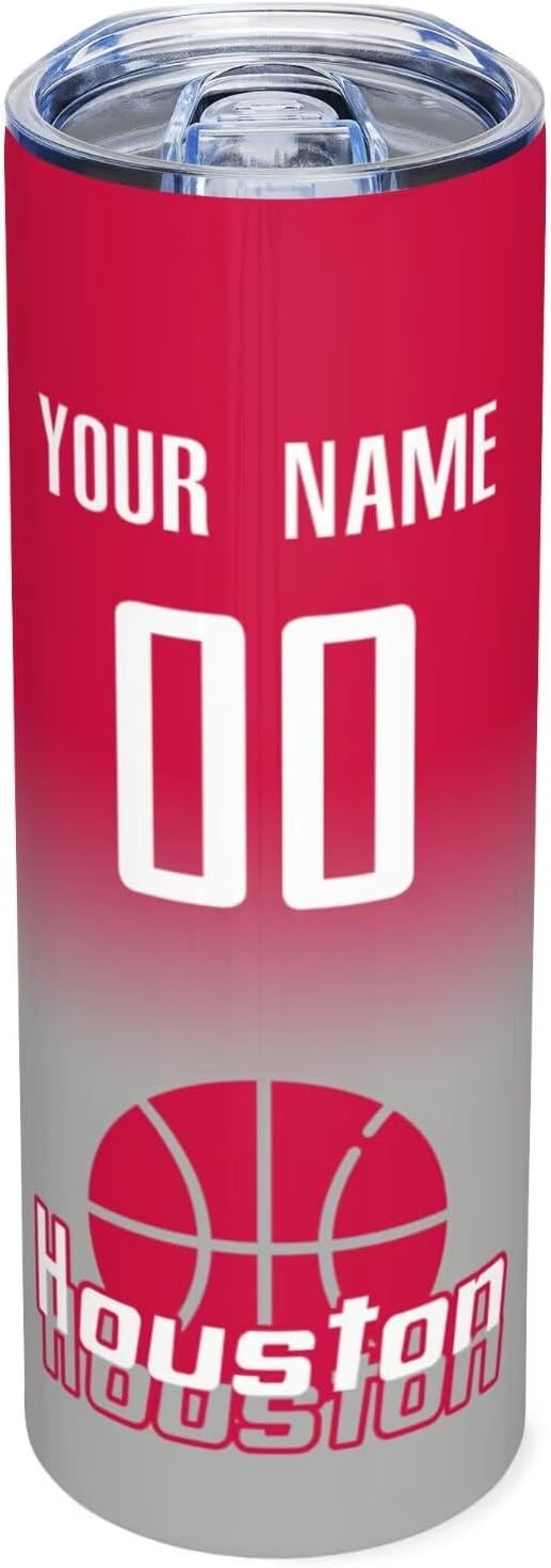 Custom Tumblers Stainless Steel Cup Personalized Basketball Insulation Travel Mug Add Your Name Number 20 oz Fans Gift for Men Women