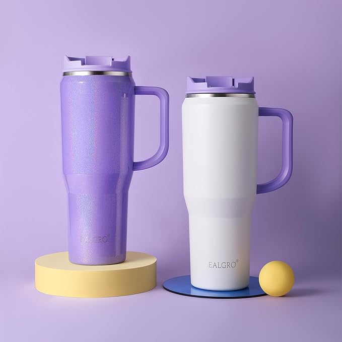 50 oz Tumbler with Handle, Insulated Tumblers with Lid and Straw, Large Metal Sports Water Bottle Jug, Thermal Stainless Steel Travel Coffee Mug Cup, Raspberry