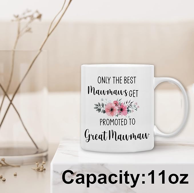 QASHWEY Great Mawmaw Gifts Mug, Great Grandma Gifts, Great Mawmaw to Be Gift Coffee Mug, Pregnancy Announcement Gift for Mawmaws New Great Grandma, Promoted to GreatMawmaw CoffeeCup Ceramic 11oz