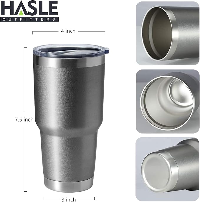 HASLE OUTFITTERS 30oz Stainless Steel Tumbler, Double Wall Vacuum Insulated Travel Mug Tumbler, Durable Insulated Coffee Mug, Gift Box Set (Grey, 4)