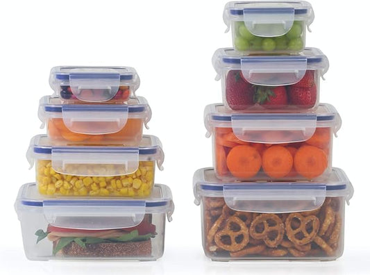 Popit! 8 Clear Food Storage Containers Set, Microwave and Freezer Safe, Little Big Box