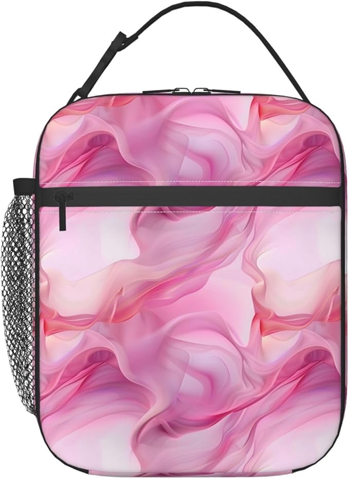 Pink Marble Lunch Box for Women Men, Insulated Lunch Box, Reusable Lunch Bag for Office, Work, Picnic, Travel