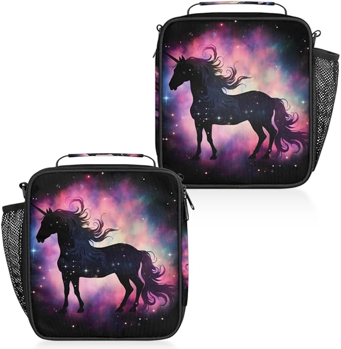 Rainbow Galaxy Animal Unicorn Lunch Bag Box for Kids Boys Girls Insulated Lunch Tote Bag with Adjustable Shoulder Strap Reusable Waterproof Thermal Cooler Bag for School Work Picnic Women Men