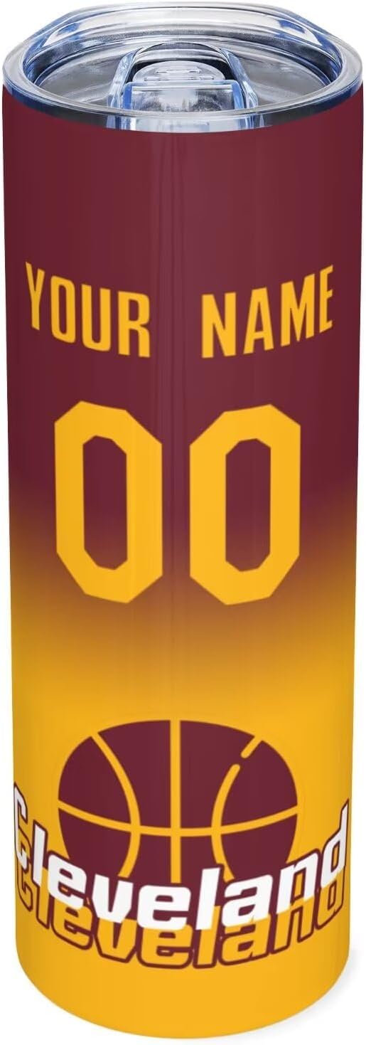 Custom Tumblers Stainless Steel Cup Personalized Basketball Insulation Travel Mug Add Your Name Number 20 oz Fans Gift for Men Women