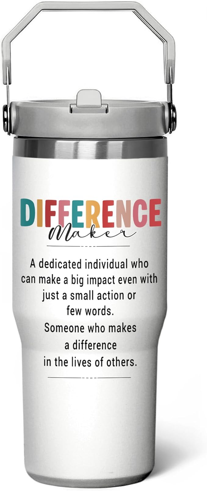 Difference Maker 30oz Tumbler with Handle – Stainless Steel Insulated Travel Tumbler for Women – Motivational Coffee Cup with Lid – Large Capacity Gift for Mom, Friends, Coworkers