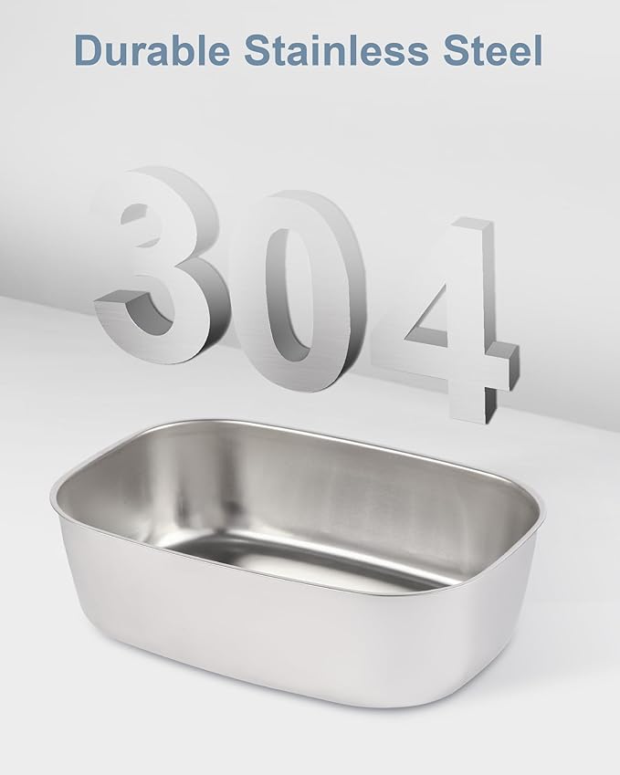 1.5L Lunch Box Inner Container with Lid, Single Compartment Stainless Steel Food Container, Removable Replacement Tray, Dishwasher Safe