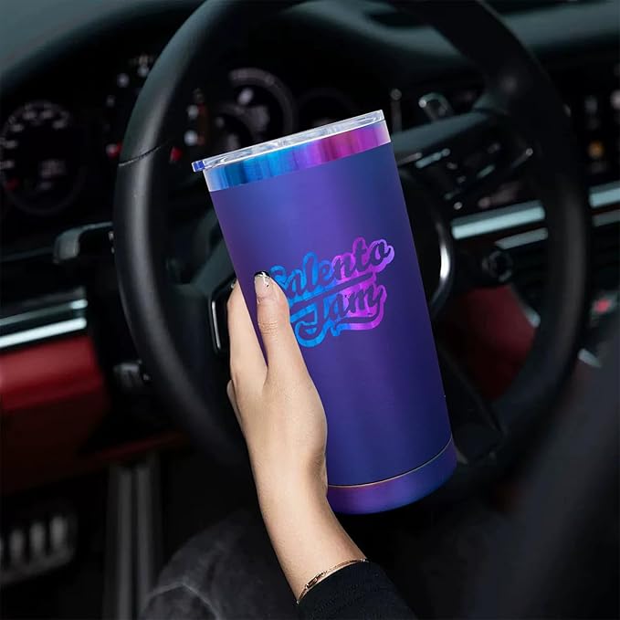 20 oz Tumbler Bulk 4 Pack Stainless Steel Tumblers with Lids and Straws, Double Wall Vacuum Insulated Travel Coffee Mug for Laser Engrave, Powder Coated Cups for Hot and Cold Drinks (Blue,4 pack)