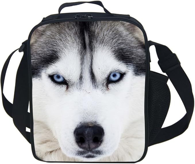 CAIWEI Animal Dinosaur Cat Shark Husky and Dolphin Insulated Lunch Box Cooler Bag (Husky 1)