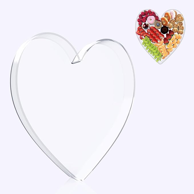 11" Acrylic Heart Shaped Charcuterie Board, Heart Plates for Dessert Appetizer Display, Love Serving Tray for Valentines Day Birthday Anniversaries Table Decorations Supplies