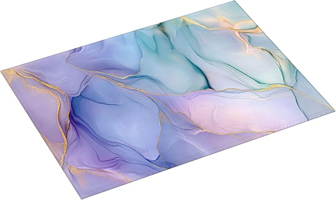 Bule Marble Dish Drying Mat for Kitchen Counter Microfiber Super Absorbent Non-Slip Dish Drying Pad for Countertops Dishes Utensils Stylish Quick-Dry Machine Washable 18x24 Inch