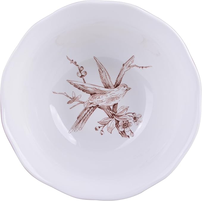 222 Fifth Adelaide Brown on White 12-Piece Dinnerware Set – Service for 4, Plate & Bowl Set,Durable Porcelain, Dishwasher Safe, for Everyday Dining & Entertainment