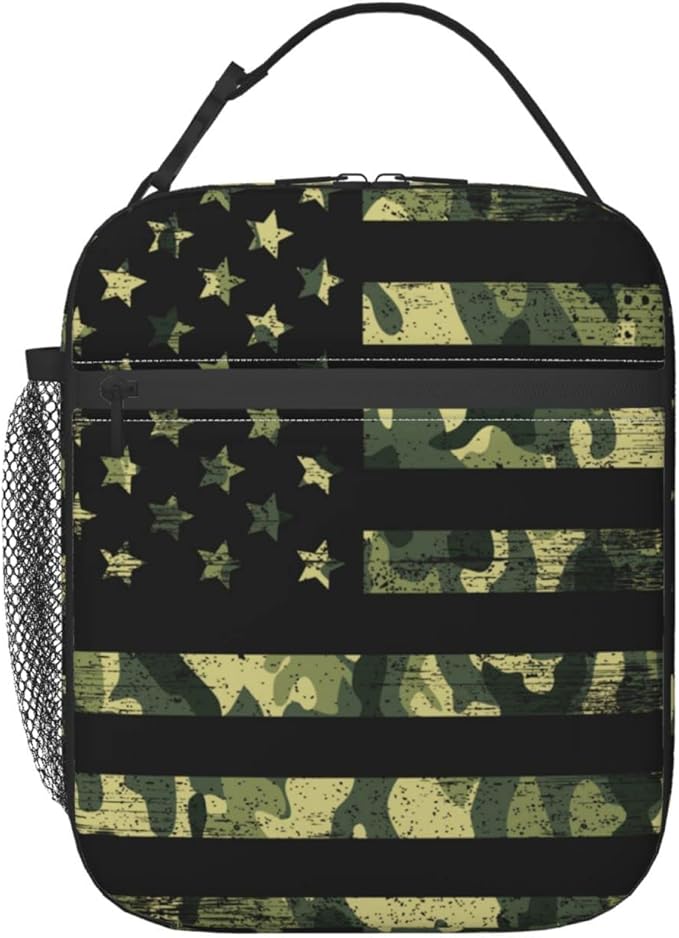 Camouflage Usa Flag Reusable Lunch Box Insulated LunchBox Cooler Lunch Bag