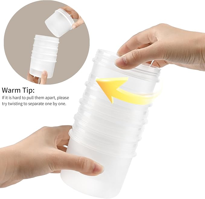 TUZAZO 5 Oz Food Storage Containers with Screw Lids, 12-Count BPA Free Small Snack Plastic Freezer Container for Sauce, Jam and Puree, Reusable Plastic Ice Cream Containers