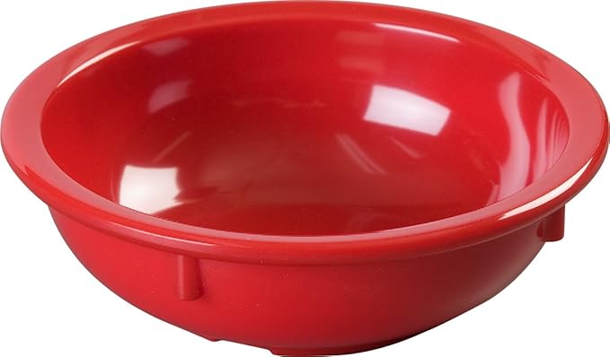 Carlisle FoodService Products Kingline Reusable Plastic Bowl Nappie Bowl for Home and Restaurant, Melamine, 10 Ounces, Red, (Pack of 48)