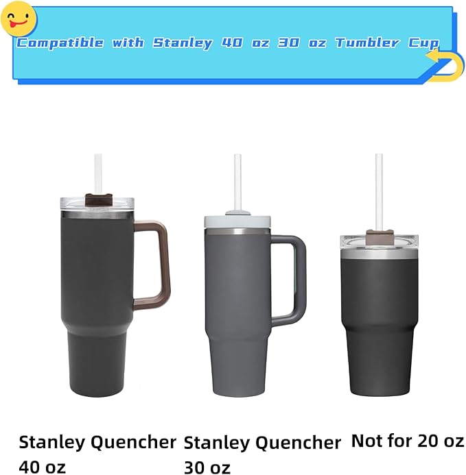 Straw Replacement for Stanley Cup 40 oz | 6 PCS Reusable Straws with Stanley 40oz Tumblers | Reusable Tritan Straws with 1 Cleaning Brush | 12 inch Tumbler Accessories, BPA-Free Dishwasher Safe Clear