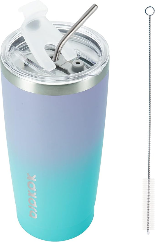 BJPKPK Insulated Stainless Steel Tumbler, Coffee Cup with Lid and Straw, Double Wall Vacuum Travel Mug, Powder Coated Leakproof Tumbler Cup,Lavender Green