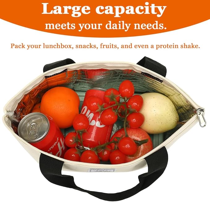 XQXA Lunch Bag Reusable Insulated Cooler Water Resistant Lunch Box Adult Tote Lunch Bag for Women/Men Work Picnic Beach or Travel