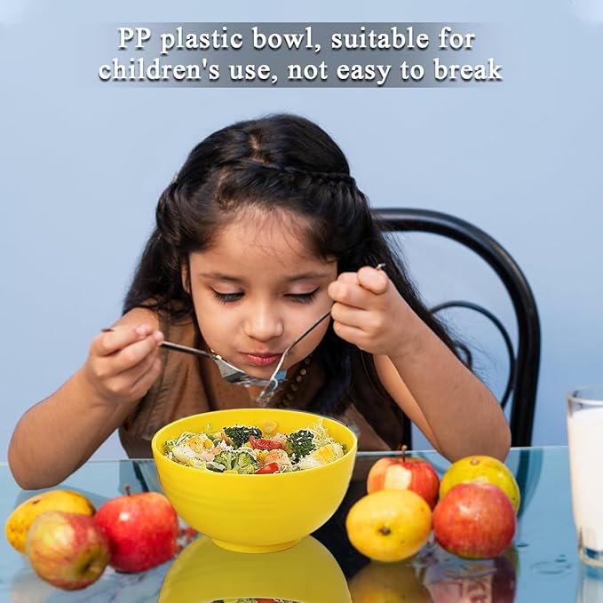 Berglander Plastic Bowls Set of 12 Pieces 25oz, UKR Color Reusable and Sturdy Ramen Bowl, Soup Bowls, Cereal Bowl for Adult, Kids, Home, Restaurant, Garden, Picnic, Camping, Poolside, Outdoor