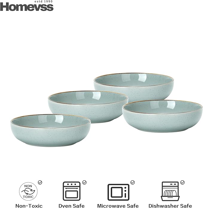 Eur-Nordic Shape Raising Rim 20pc Dinnerware Set, Shiny Glaze Grey with Speckle Effect