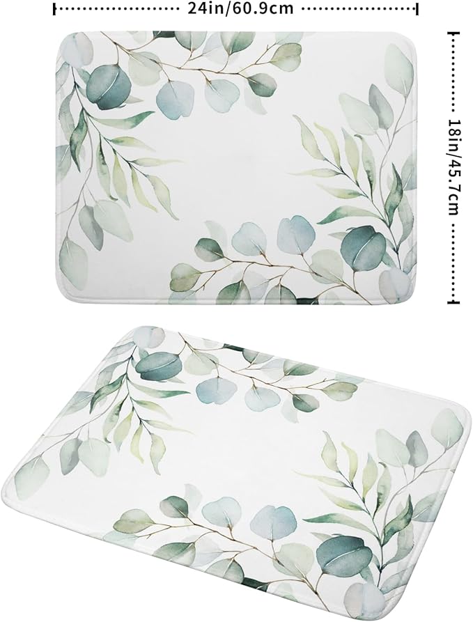 Sage Green Dish Drying Mats for Kitchen Counter Large Drying Mat for Dishes Microfiber Dish Rack Mat Kitchen Decor Spring Leaf Flower Drainer Pad Washable Foldable Ultra Absorbent Dry Mat 18×24 Inch