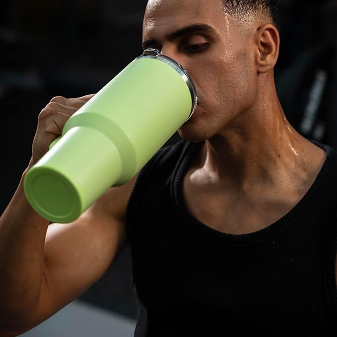 Easy Clean Pro Tumbler - 40 oz Water Bottle with Handle Quick-Disassemble Flip Straw, Leakproof Insulated Stainless Steel, Dishwasher Safe, BPA-Free Gifts for Women & Men