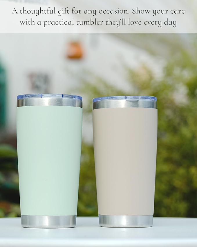 Travel Coffee Tumbler 20oz, 4 Pack Leakproof Travel Coffee Mug with Lid and Straw, Stainless Steel Double Wall Vacuum Insulated Tumbler for Hot/Iced Drinks (Textured Matte, Periwinkle)