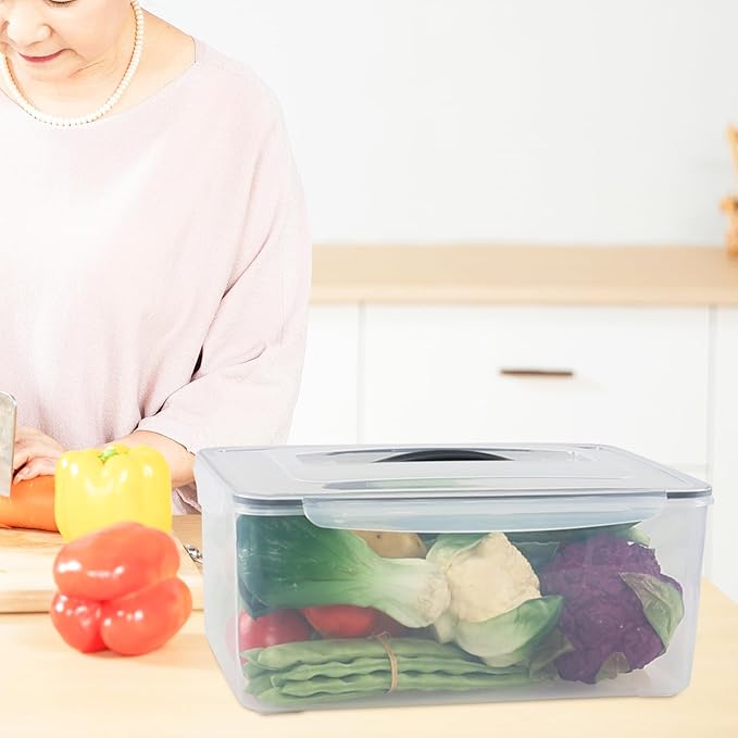 15 L Rectangular Plastic Clear Airtight Food Storage Containers with Latch Lid, 4 Pack Rectangle Food Storage Container with Portable Handle